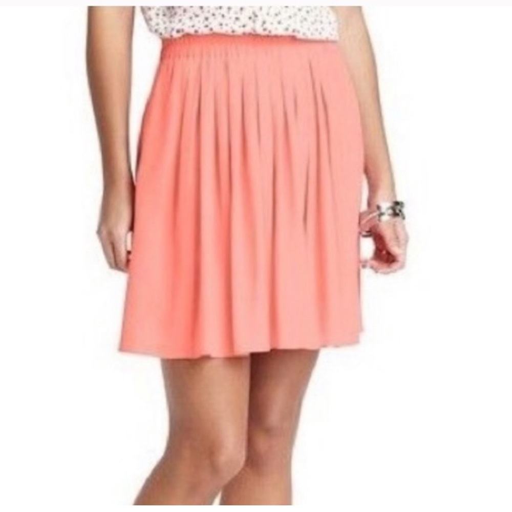 LOFT Coral Pink Pleated Chiffon Skirt, XS petite or XSP